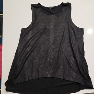 Olivaceous Sleeveless Faux Skin Black Top